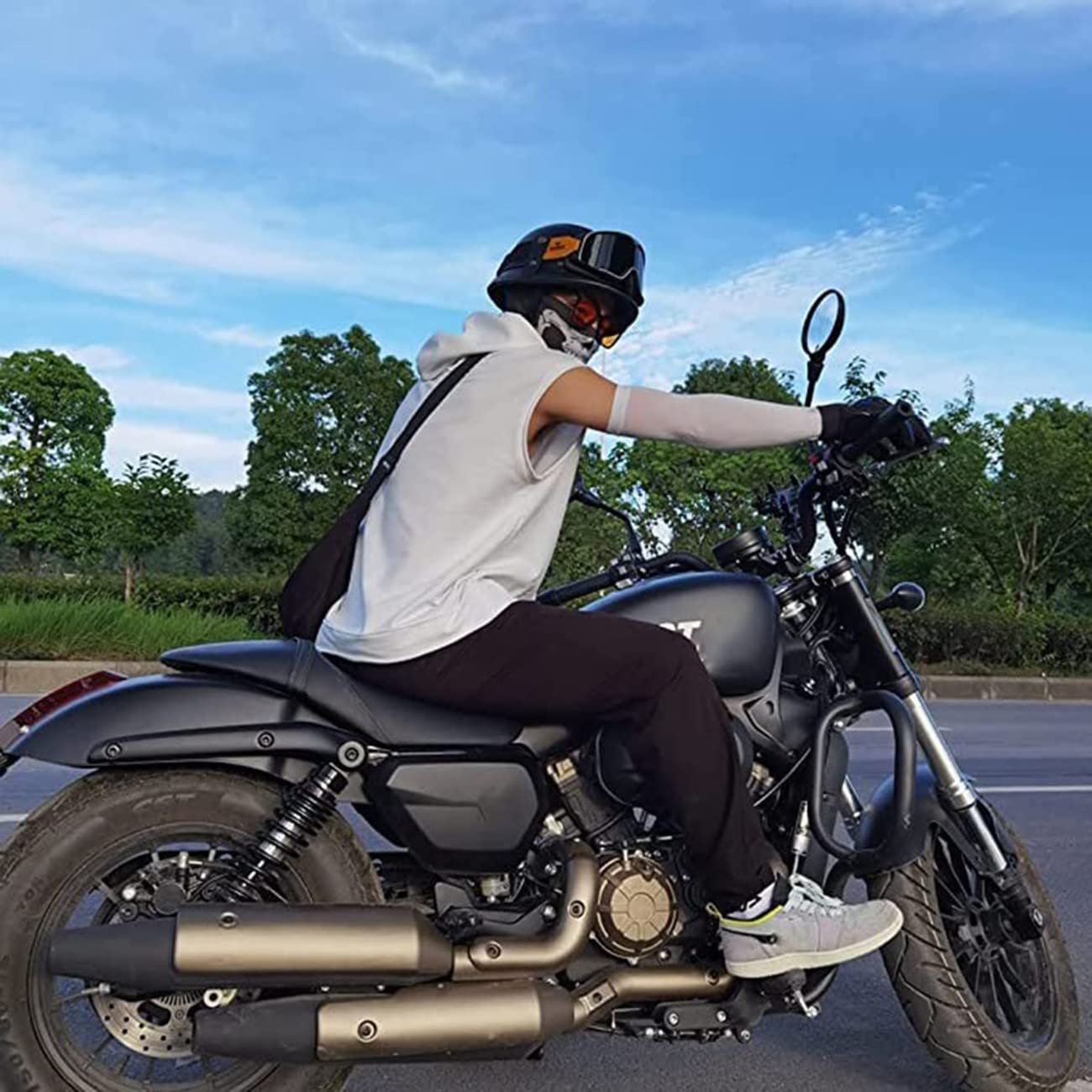 Retro Halbhelm Motorradhelm Deutscher Stil Roller Anti-Collision Helm Mit Persönlichkeit Brille Halbschale Jethelm Für Herren Damen Offenem Helm ECE Zertifizierung