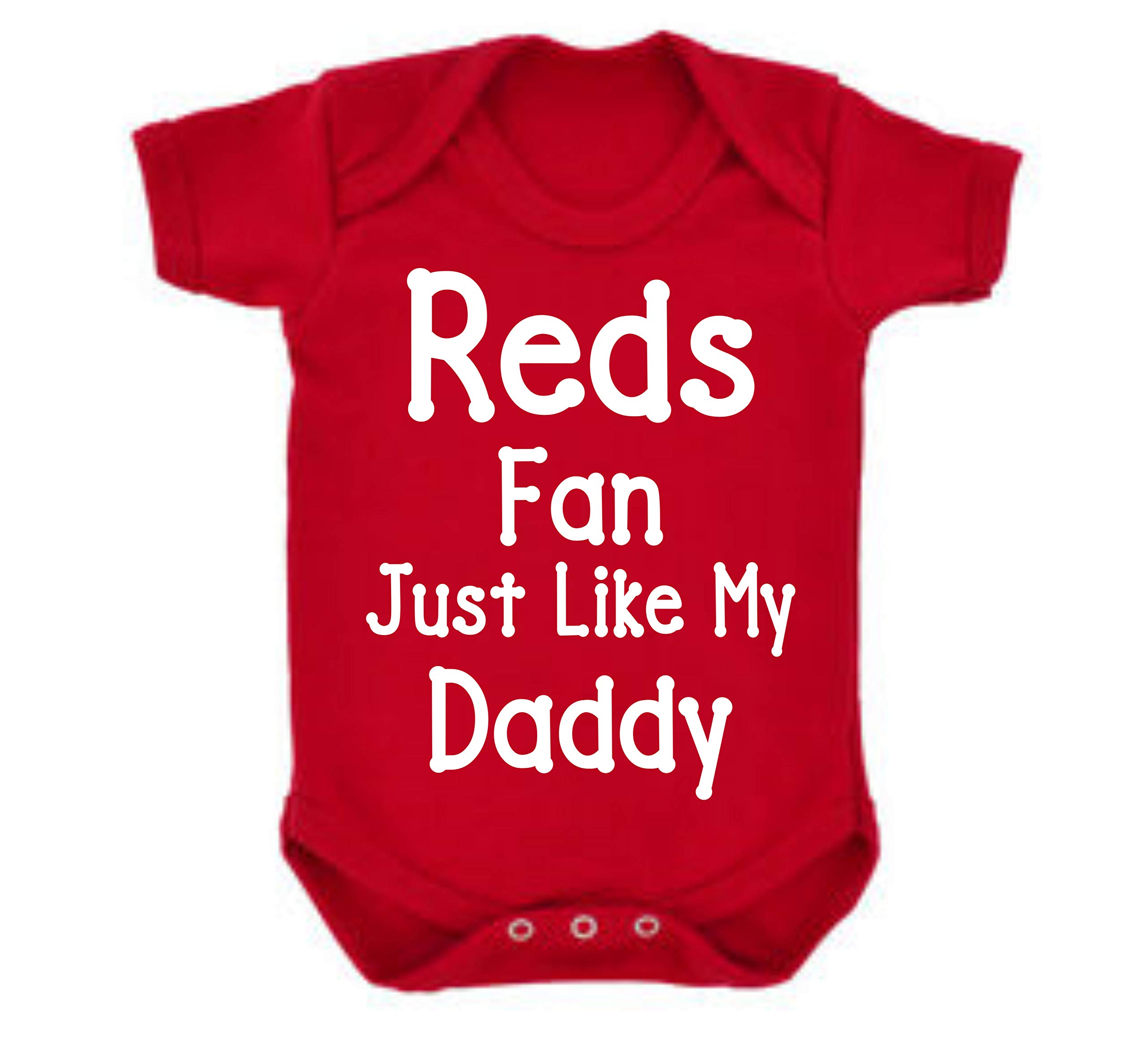 Reds Liverpool Manchester Just Like Daddy Football Fan Baby Grow Vest Boy Girl Gift Romper Newborn Shower Age 3-6 Months