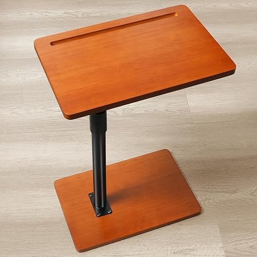 Miniatura 12 de Mesa de Bandeja Giratoria de Sofá 360° para Brazo de Sofá - Mesa Lateral Ajustable en Altura para Cama o Silla con Ranuras para Teléfono y Tableta,