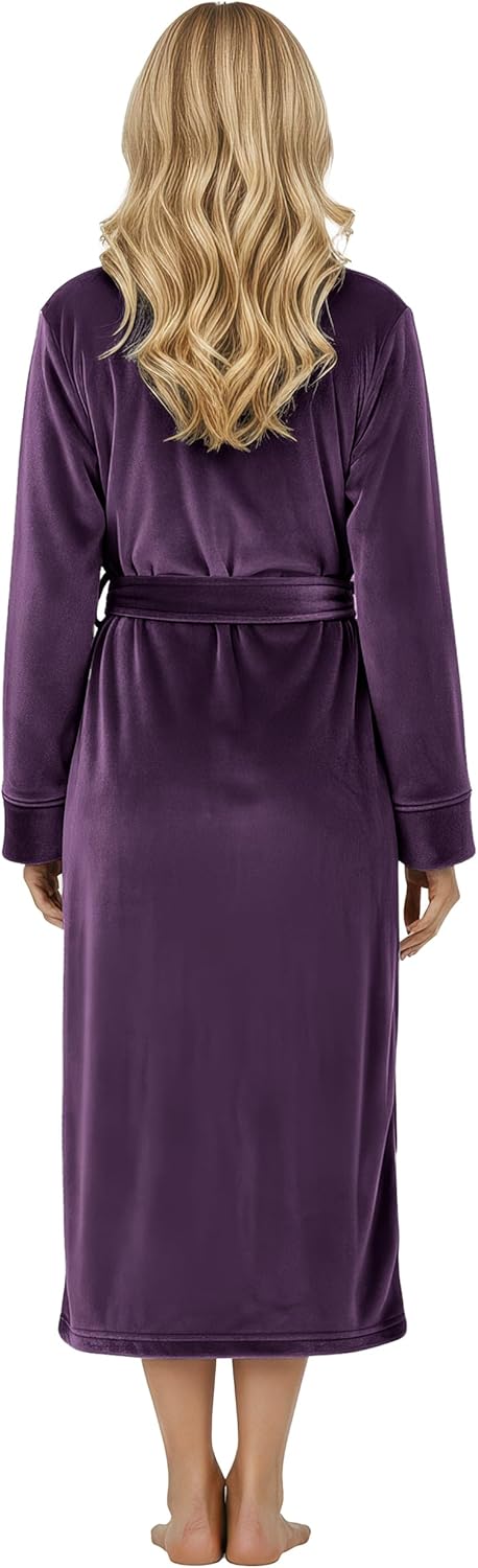 NY Threads Women's Fleece Shawl Collar Bathrobe Plush Long Spa Robe, Medium - Image 2
