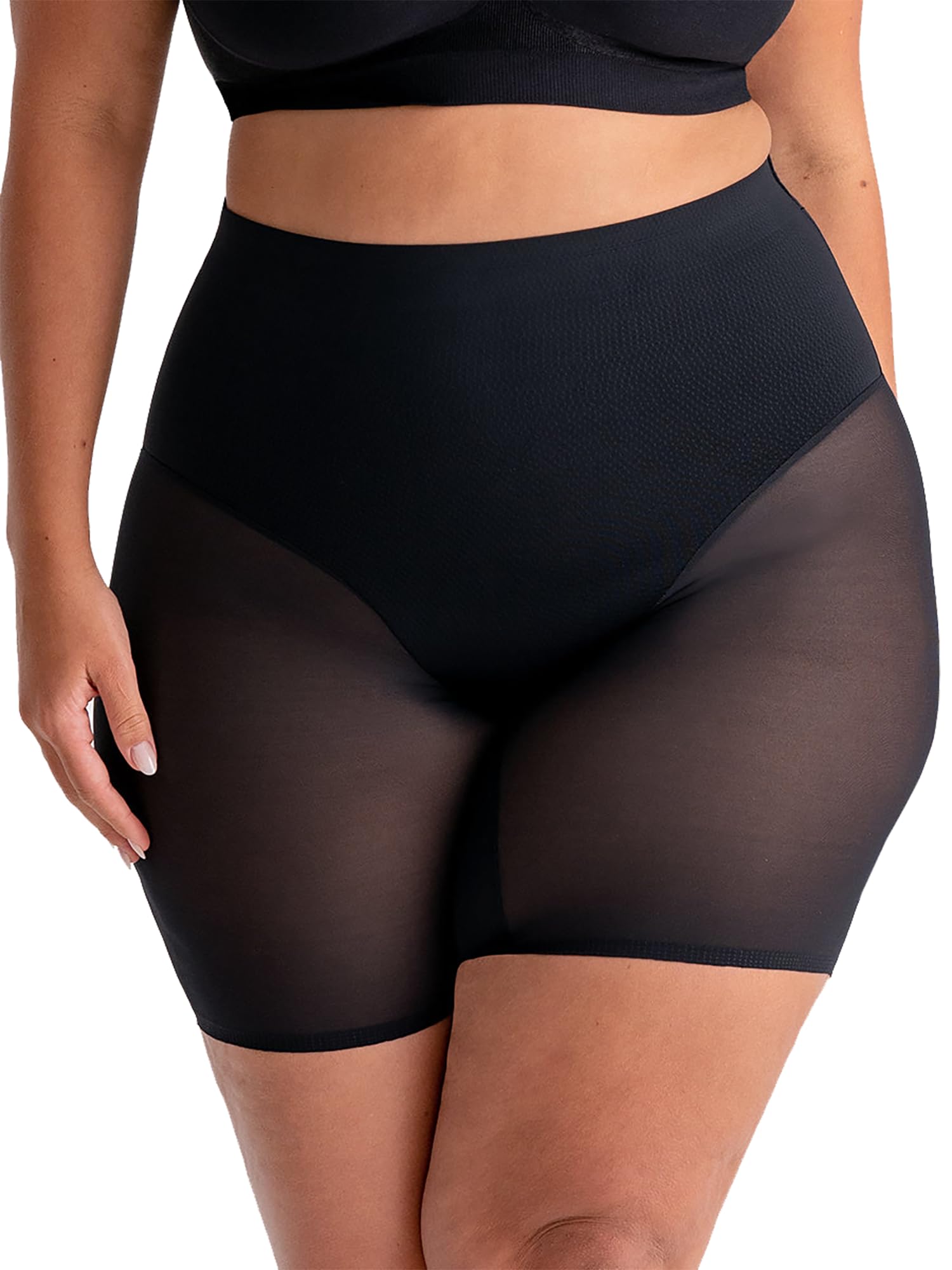 SHAPERMINTCompression Shorts - High Waisted Women Mesh Body Shaper Shorts - Under Dress Shapewear Shorts, No Chub Rub