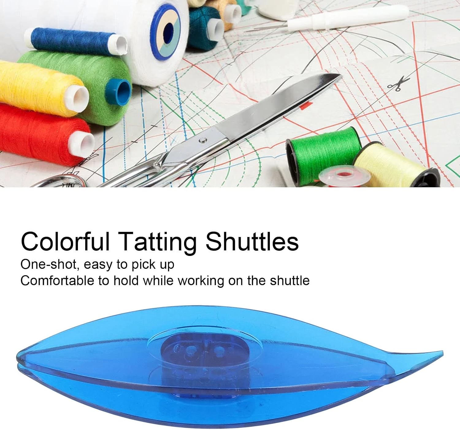 2PCS Plastic Tatting Shuttles, Tatting Shuttle Kit with Beading Needles Crochet Hooks Knitting Needles Big Eye Needles Tatting Needles, Lace DIY Hand Lacemaking Craft Tatting Tools Kit