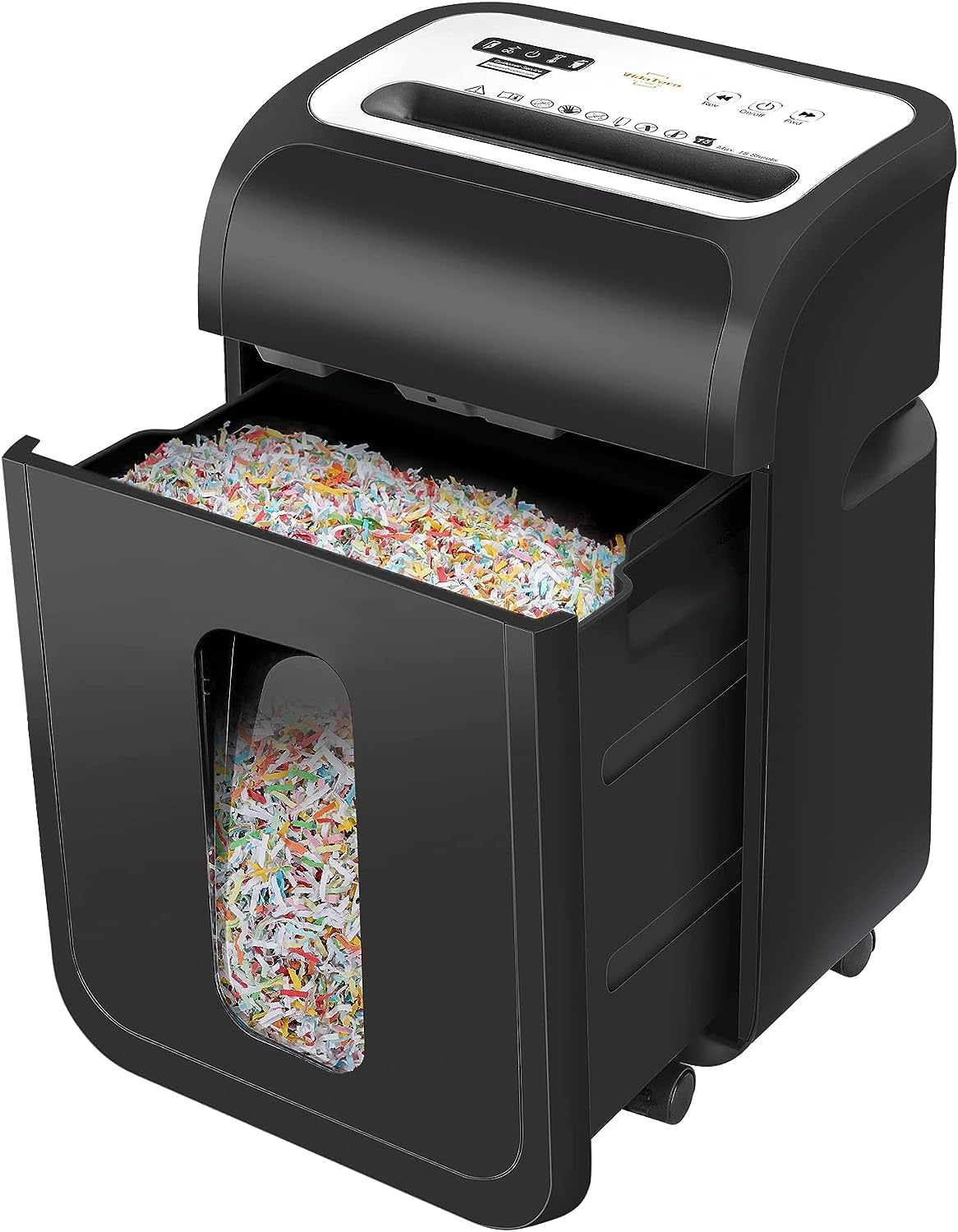 Cross-Cut Paper Shredder For Home Use, Heavy Duty 15-Sheet Shreds Paper/Card/Staple/Clip Office Shredder, Security Level P-4 Jam Proof System 20L Pullout Basket and Wheels