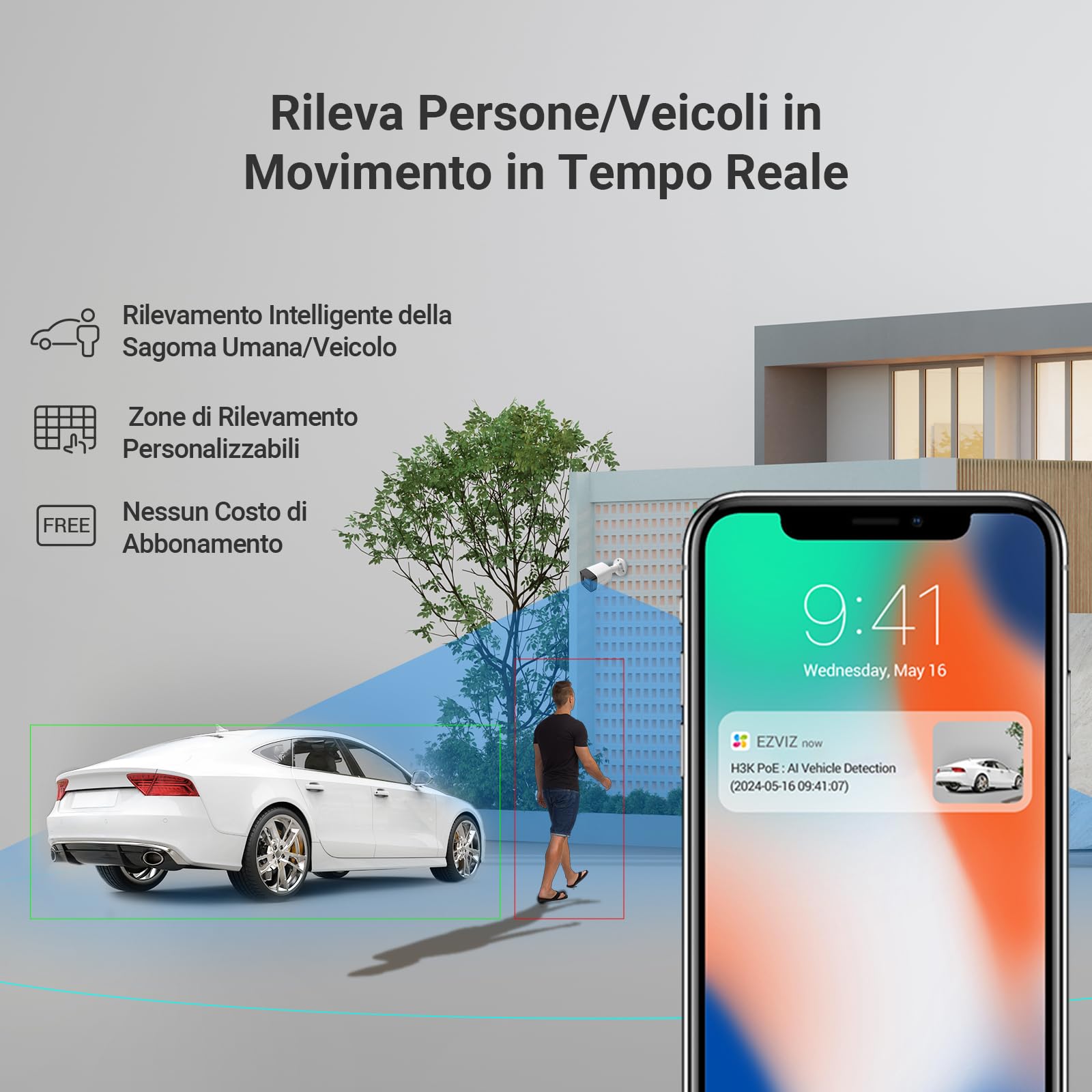 EZVIZ 4K PoE Kit Telecamera da Esterno, 4K NVR 4CH 16TB + 4x 8MP Telecamera, Rilevamento di Uomo/Veicolo, Visione Notturna a Colori, Impermeabile IP67, Registrazione 24/7