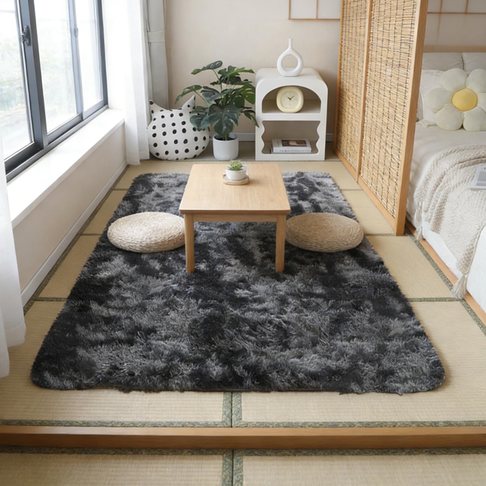 Tapis salon moderne pelucheux grand format 235x380 aspect fourrure