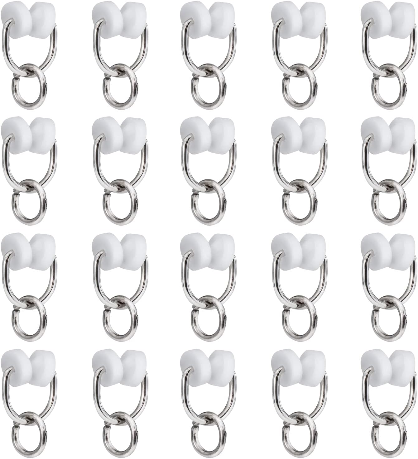 Treely 60Pcs Ceiling Track Rollers Wheeled Curtain Carrier Drapery Rail Sliding