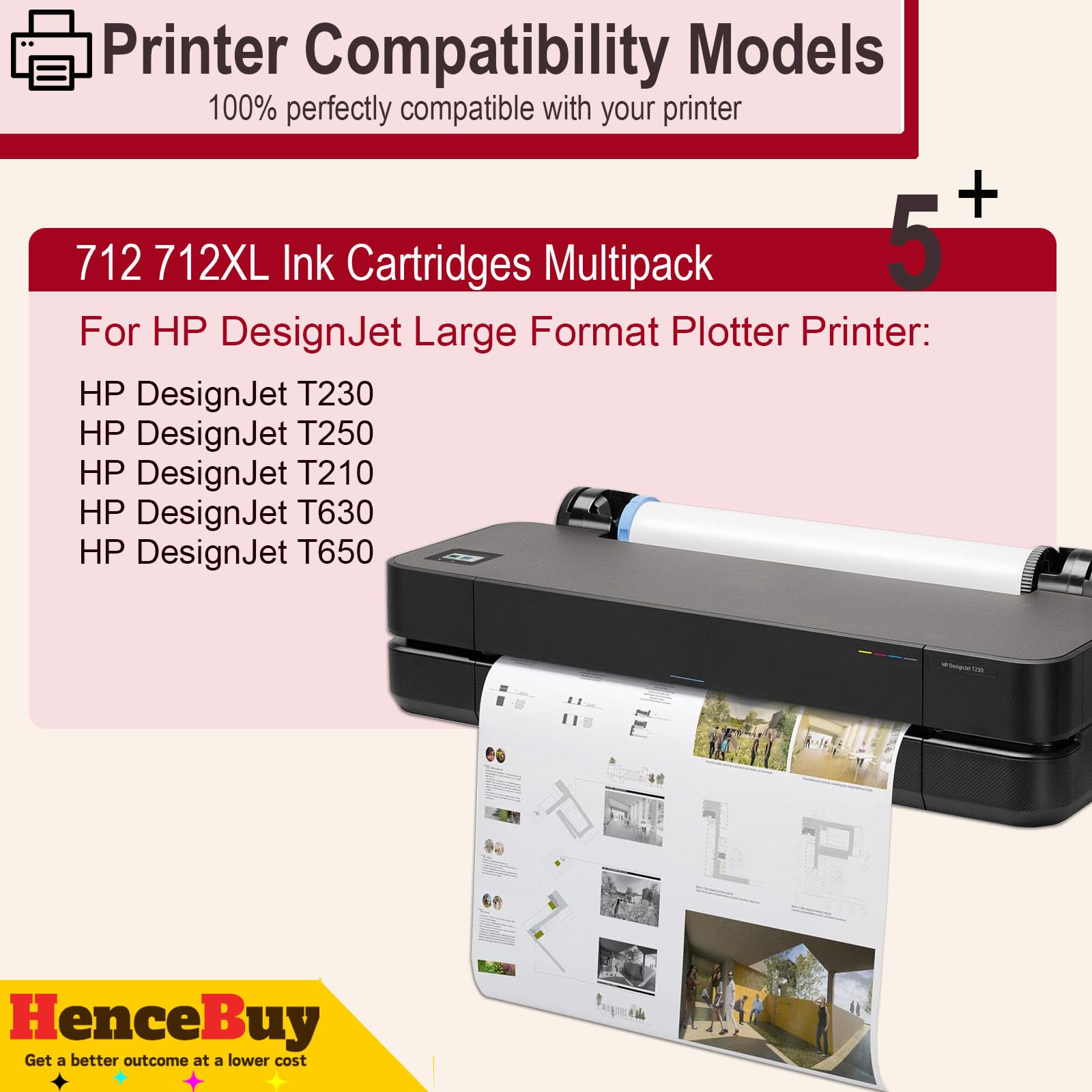 712 wkładów atramentowych zamiennik do HP 712XL do drukarki HP DesignJet DesignJet T650 T630 T230 T210 T250 czarny cyjan żółty magenta (4 szt.)