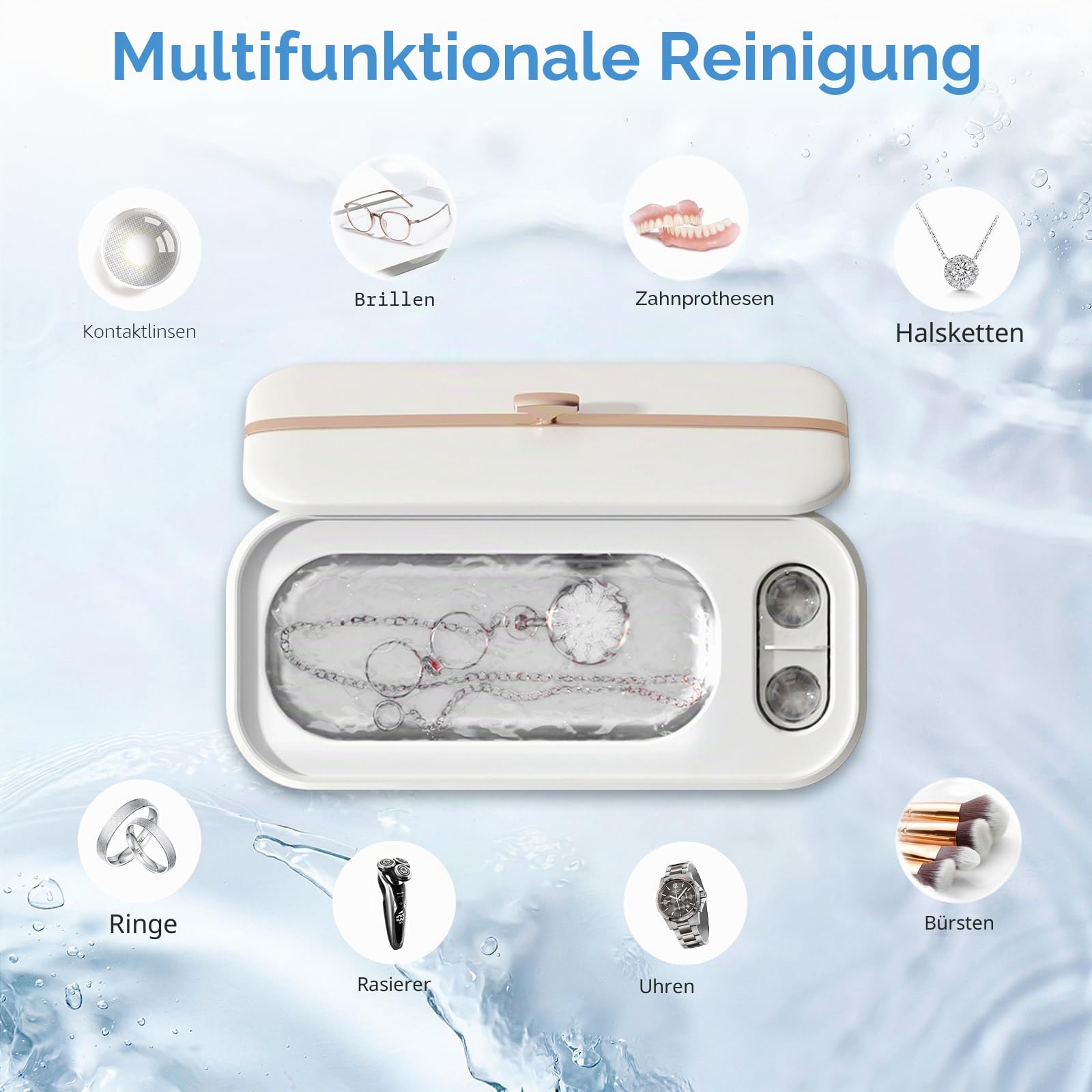 Ultraschallreinigungsgerät, 48000Hz Ultraschallreiniger, 350mL Professioneller Ultrasonic Cleaner Ultraschallbad, Ultraschallgerät für Brillen Zahnersatz Schmuck Ringe Münzen Halskette