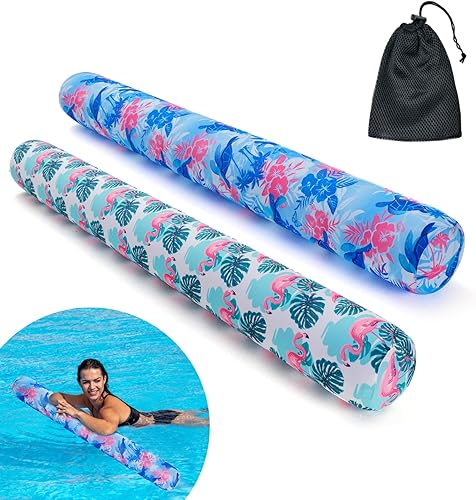 Fideos inflables para piscina, paquete de 2 unidades de tela suave de secado rápido, flotadores grandes para piscina, flotabilidad premium con bolsa