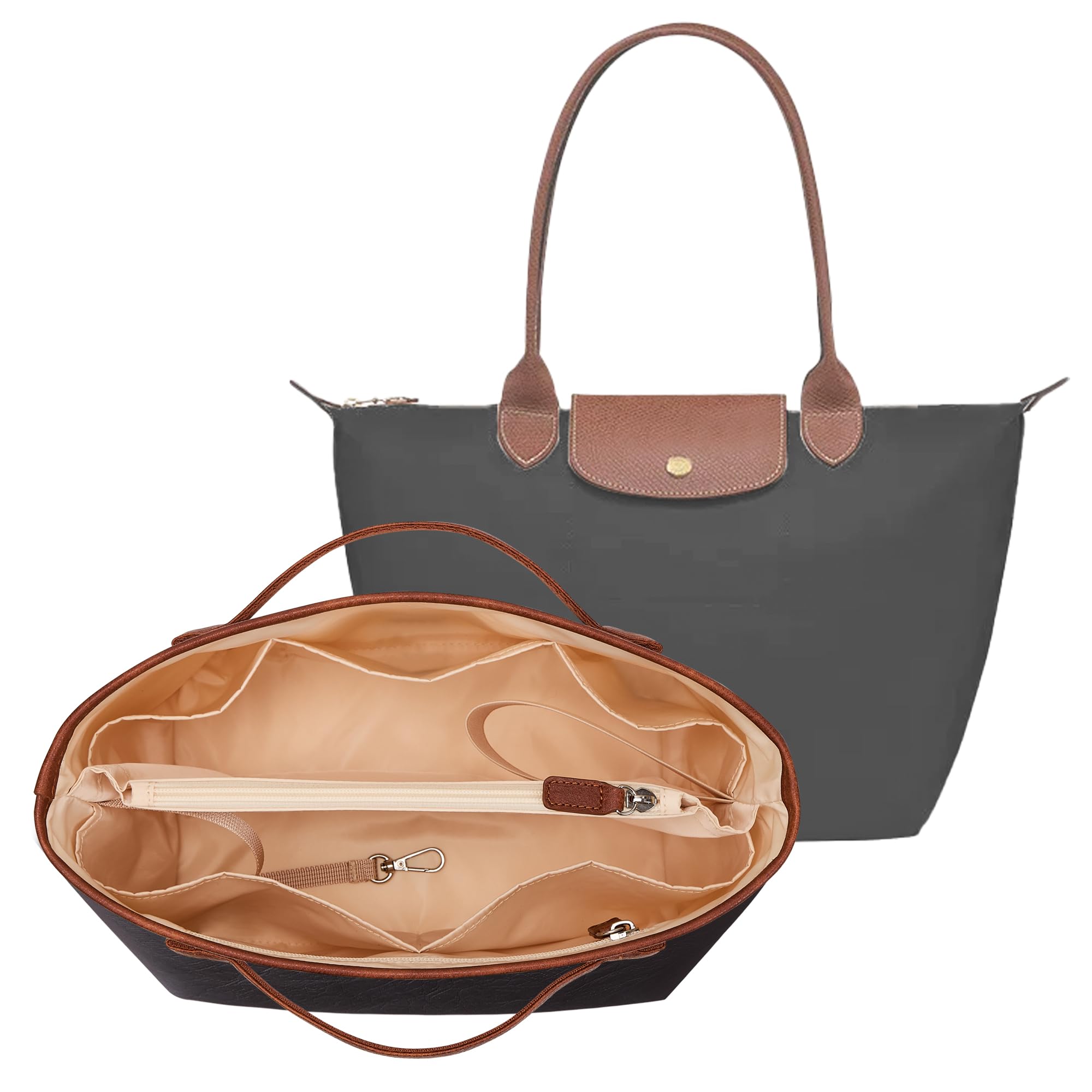 KALIDI Organizer do torby Longchamp Le Pliage M Xtra, ultralekki wodoodporny ulepszony rękaw wewnętrzny przegroda damska torba na ramię torebka torebka, średnia czarna