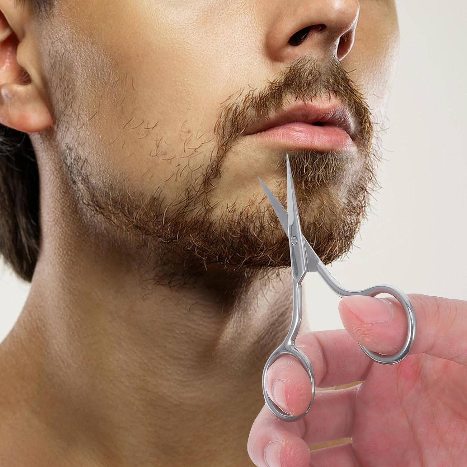OSALADI Wear-resistant Stainless Steel Nose Hair and Eyebrow Scissors with Straight Tip, Compact Multi-function Grooming Tool for Home Personal Care