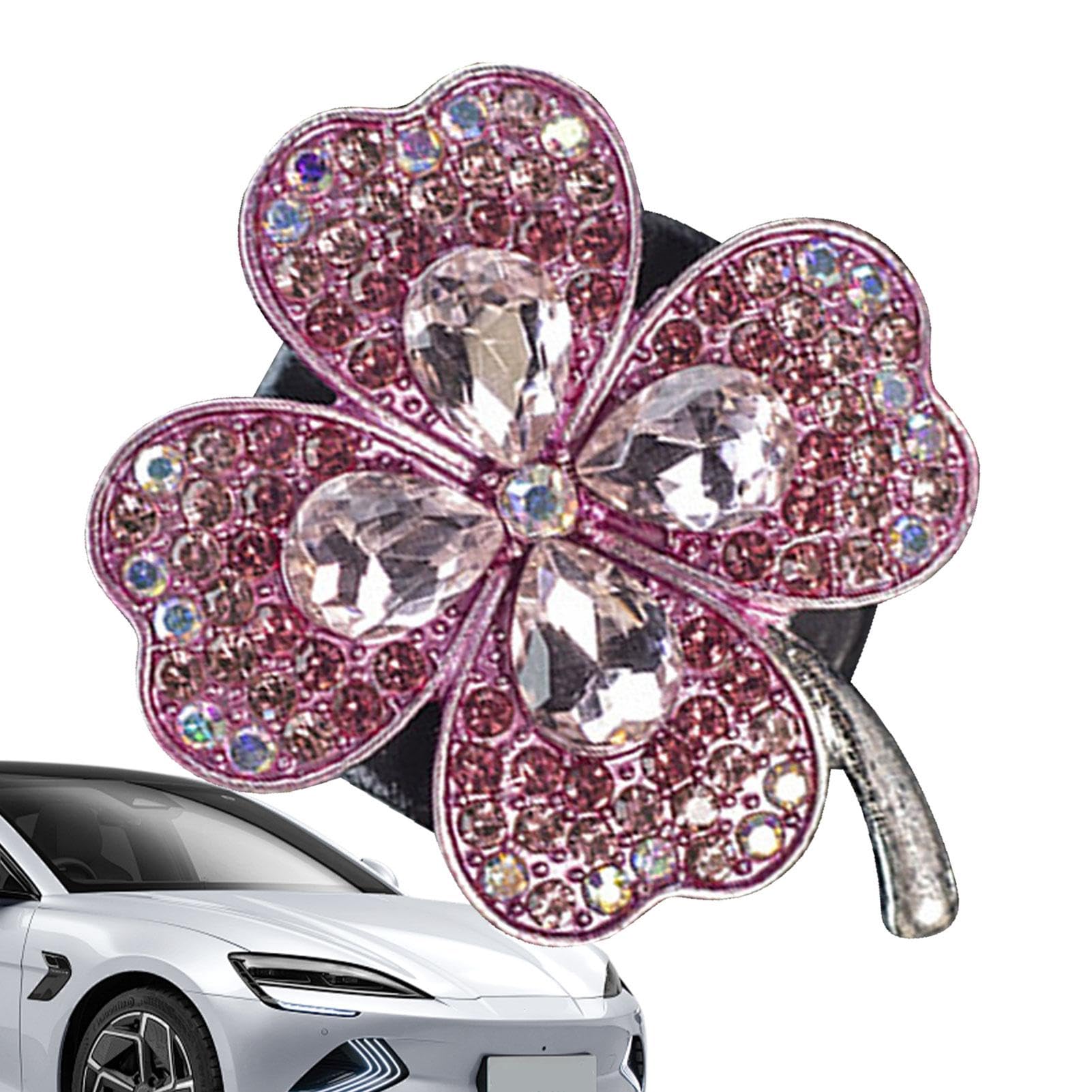 Maciun Deodorante per auto a forma di quadrifoglio, in lega, antiruggine per bocchetta 'aria, profumo di lunga durata, decorativo, multifunzione, girevole, ornamento portafortuna per veicoli