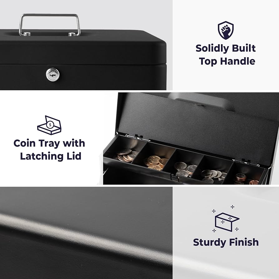 ARREGUI Cashier Clip C9244H-EUR Caja Caudales Con Llave, Caja De Seguridad Acero Con Bandeja Para Monedas Y Clips Billetes | Leroy Merlin