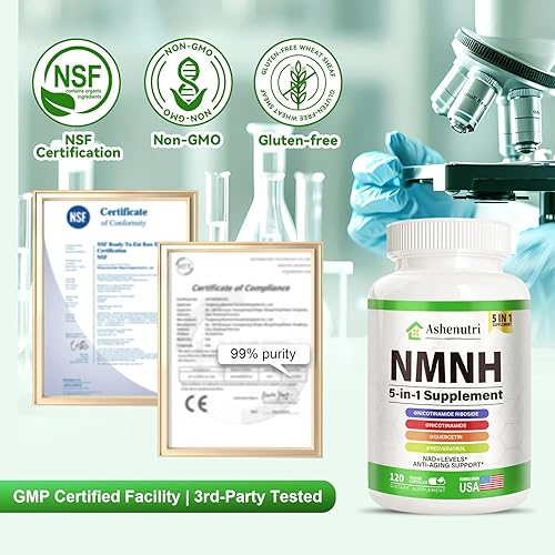 Miniatura 8 de NMNH (mononucleótido de dihidronicotinamida), suplemento alternativo NMN con niacinamida (vitamina B3), quercetina, trans-resveratrol, apoyo NAD +,