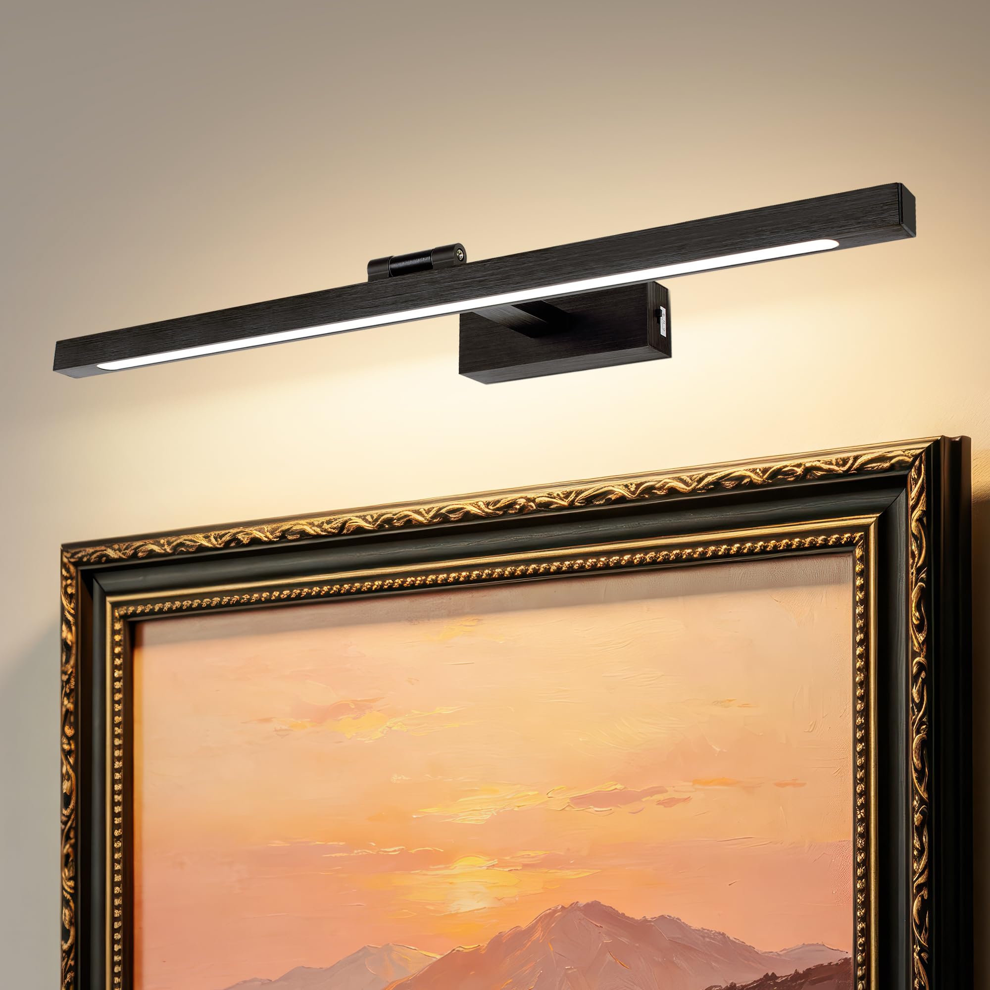 MantoLite LED Luci da Parete Temperatura Colore Regolabile, 60cm 12W IP44 Applique Illuminazione Bagno Nero Spazzolato con Testa della Lampada Girevole