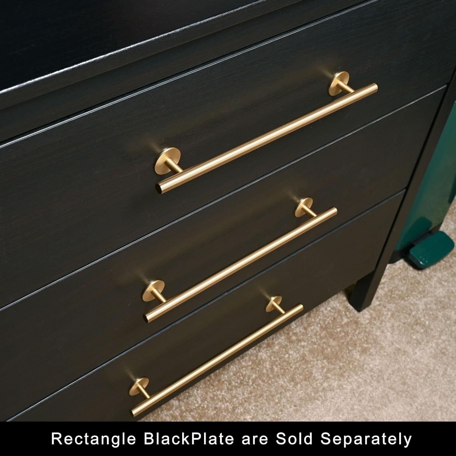 QOGRISUN 10-Pack Solid Brass Cabinet Knobs Back Plates, Rounded Ring Cabinet Pulls BackPlates,1.25-Inch Diameter, Cabinet Hardware, Brushed Brass Finish
