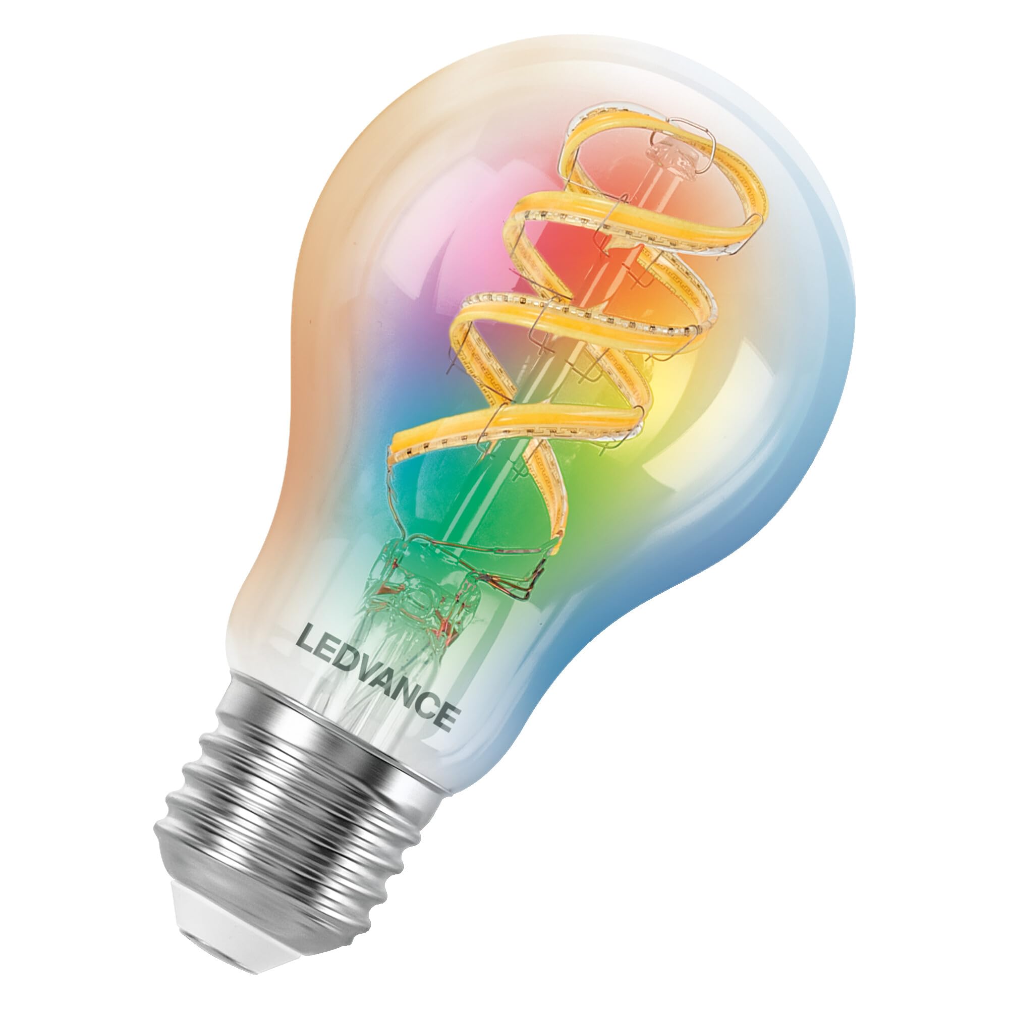LEDVANCE SMART+ MATT LED lampe, compatible avec Google, Alexa, Apple, Glass Blanc, 4,8W, 470LM, E27, Couleur Lumière et Lumière blanche, avec Vocal Control, jusqu'à 15 000 HRs, 4-Pack