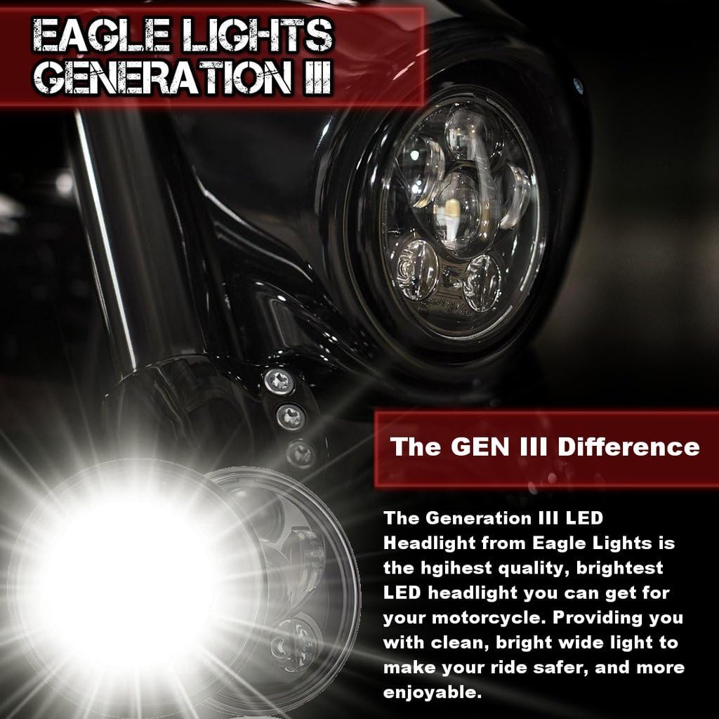 Eagle Lights 8900CG3 5 3/4" Headlight Compatible With H-D and Indian Motorcycles - Generation III/Chrome Kit