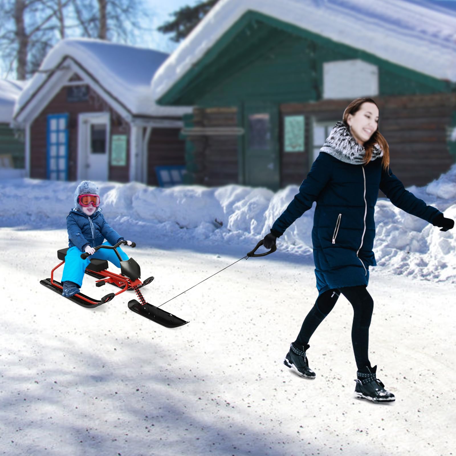 Luge pour enfants à partir de 3 ans, avec volant, avec poignées antidérapantes et système de freinage pour enfants à partir de 3 ans, max. 90 kg