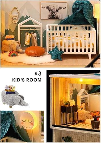 Miniatura 4 de Flever Kit de casa de muñecas en miniatura, habitación creativa con escena de apartamento tipo loft para regalo romántico de obras de arte (vida