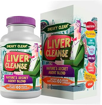 Liver Cleanse Support Supplement w Organic Milk Thistle - Natures Secret Agent Blend - 60 Vegan Capsules
