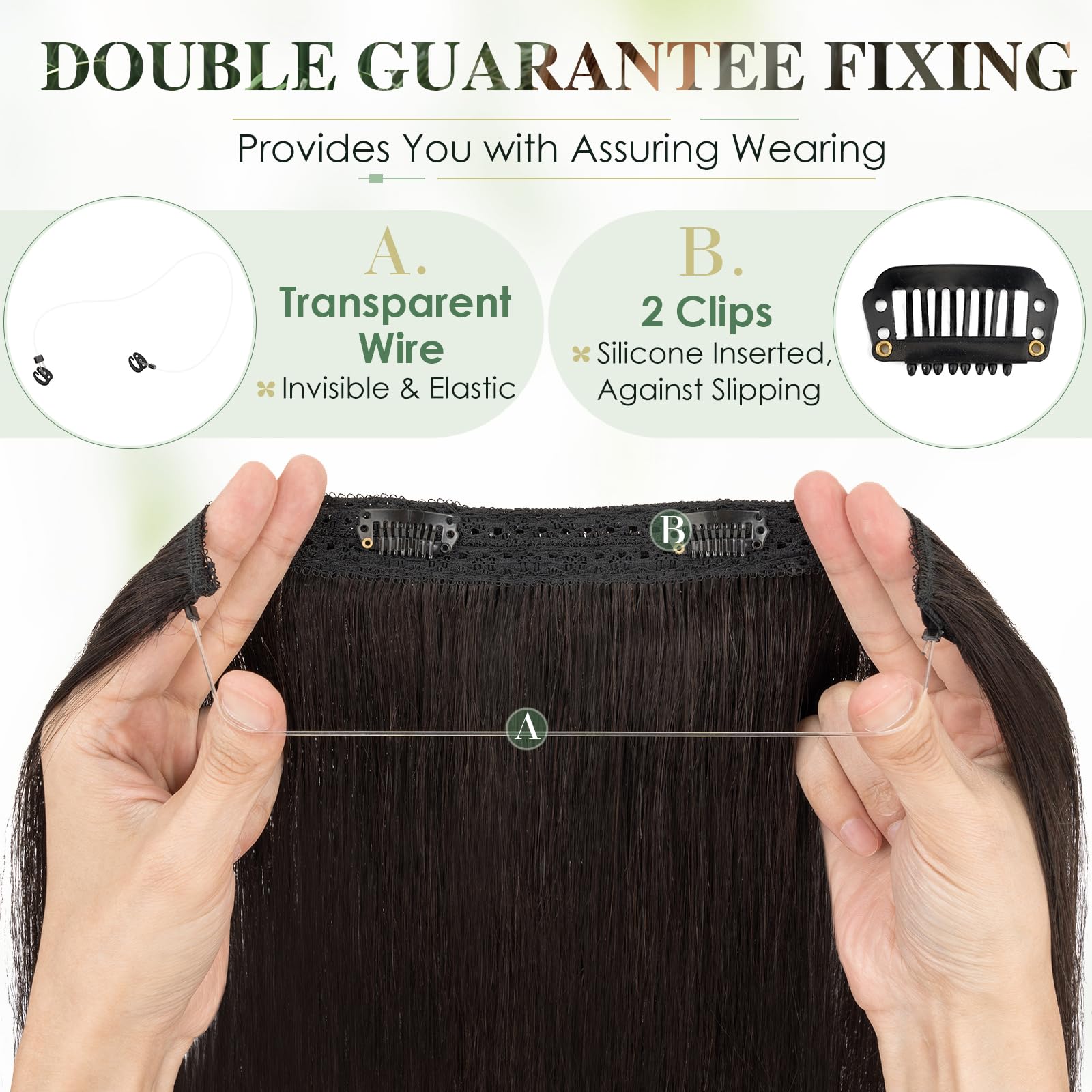 Elailite Hair Extensions Real Human Hair One Piece Secret Wire Clip in Headband Extension Invisible Straight - Image 3