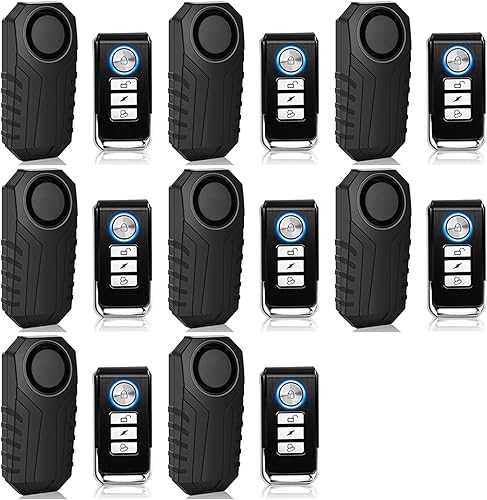 Miniatura 49 de Juego de 2 alarmas inalámbricas para bicicleta con control remoto, alarma antirrobo, alarma inalámbrica con sensor de movimiento, alarma impermeable