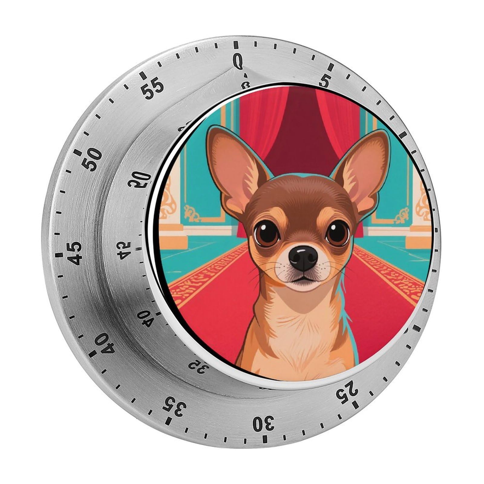 Chihuahua Timer Digital Stainless Steel Kitchen Timers with Loud Alarm Visual Timers Magnetic Countdown Countup Timer for Homework Chores Office Time Management