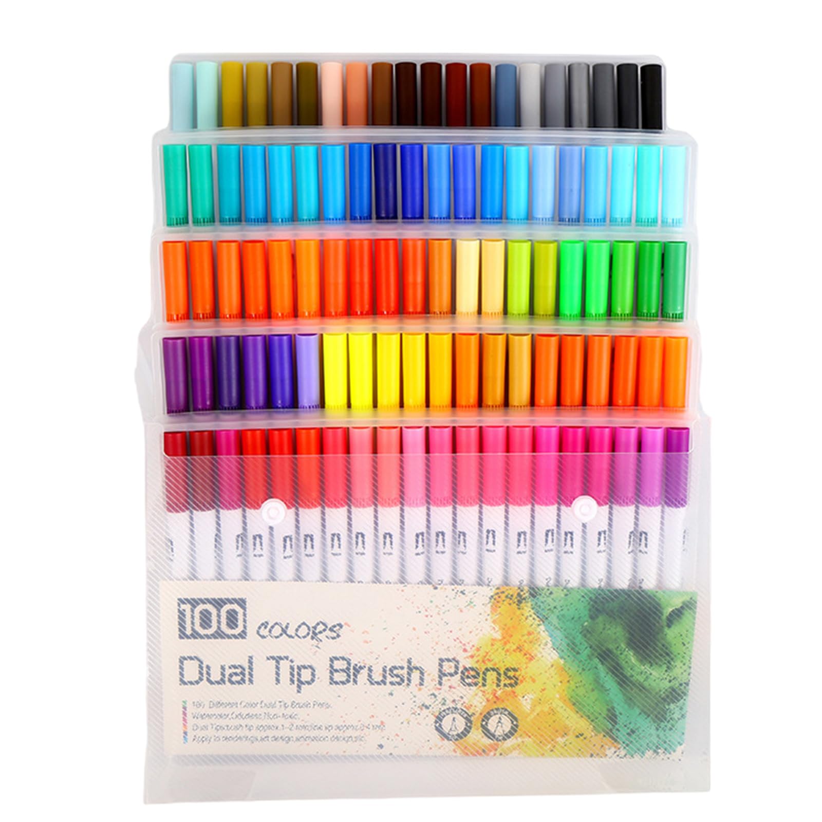kokdid 36/48/60/72/100 Colors Double Ends Brush Pen Marker Set Felt Tip Pen Watercolor Pen for Colouring Books