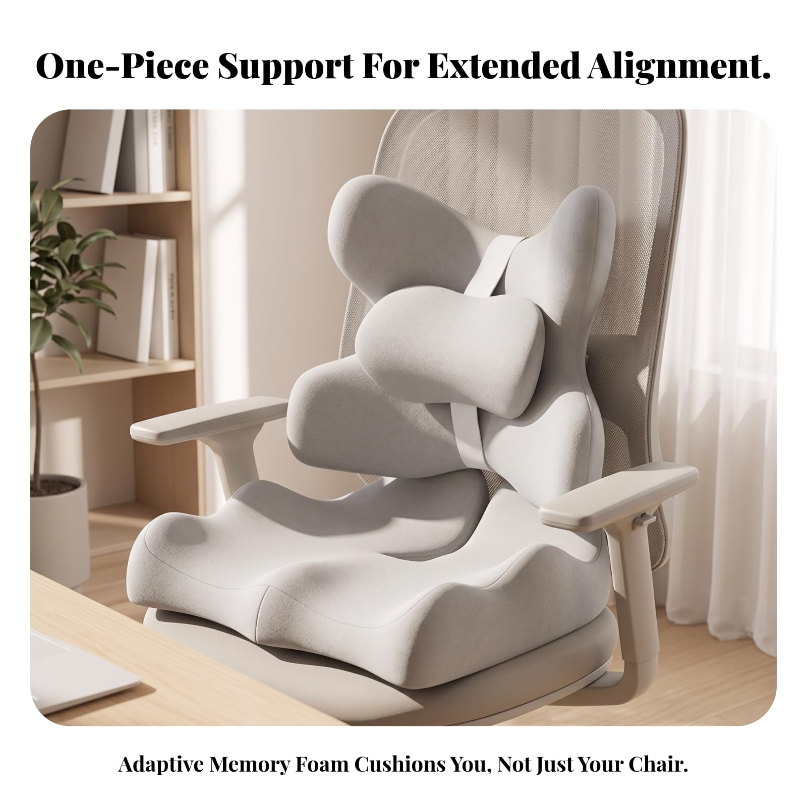 Cuscino in Memory Foam Resistente | benessere Duraturo, Cuscino per Sedile in Memory Foam, Ortopedico, Ufficio, Auto, Autisti, Studenti, Grigio Chiaro