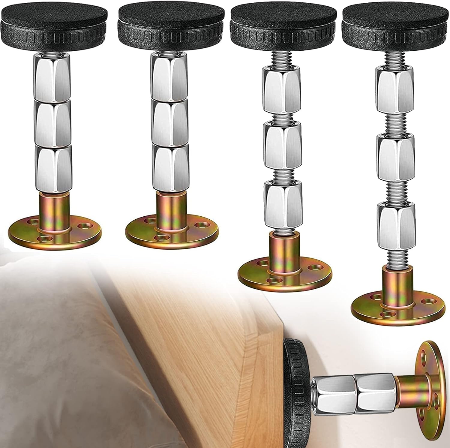 4 Pack Headboard Stoppers,Adjustable Threaded Bed Frame