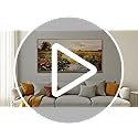 PHAOHUAXM Canvas Wall Art For Living Room Wall Decor For Bedroom Watercolour Painting Office Decoration Countryside Sunrise Scenery Wall Picture Printing Artwork Home Decor Wood Framed 24x48 In