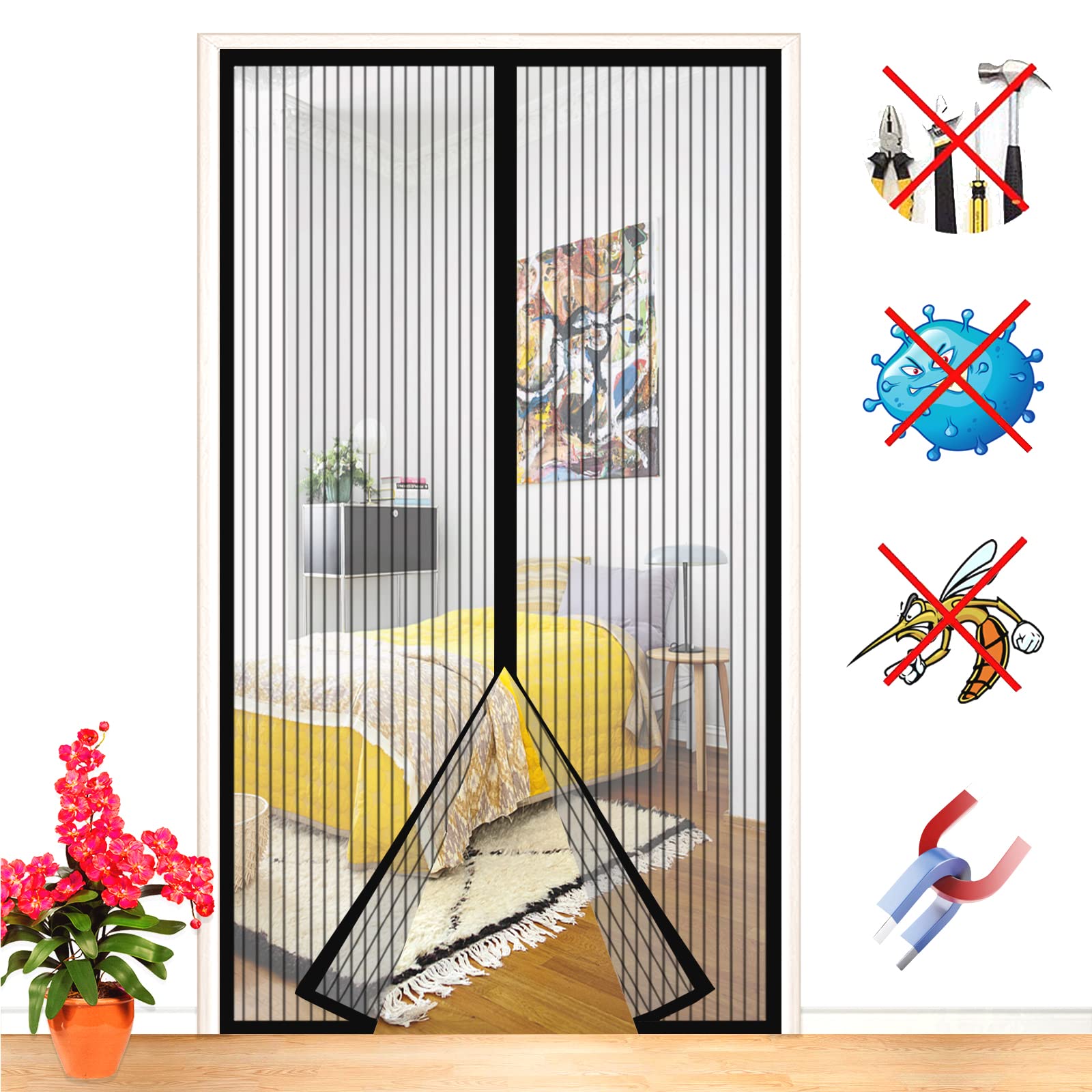 Moustiquaire magnétique 80x190cm : protégez votre sommeil des moustiques sans bruit