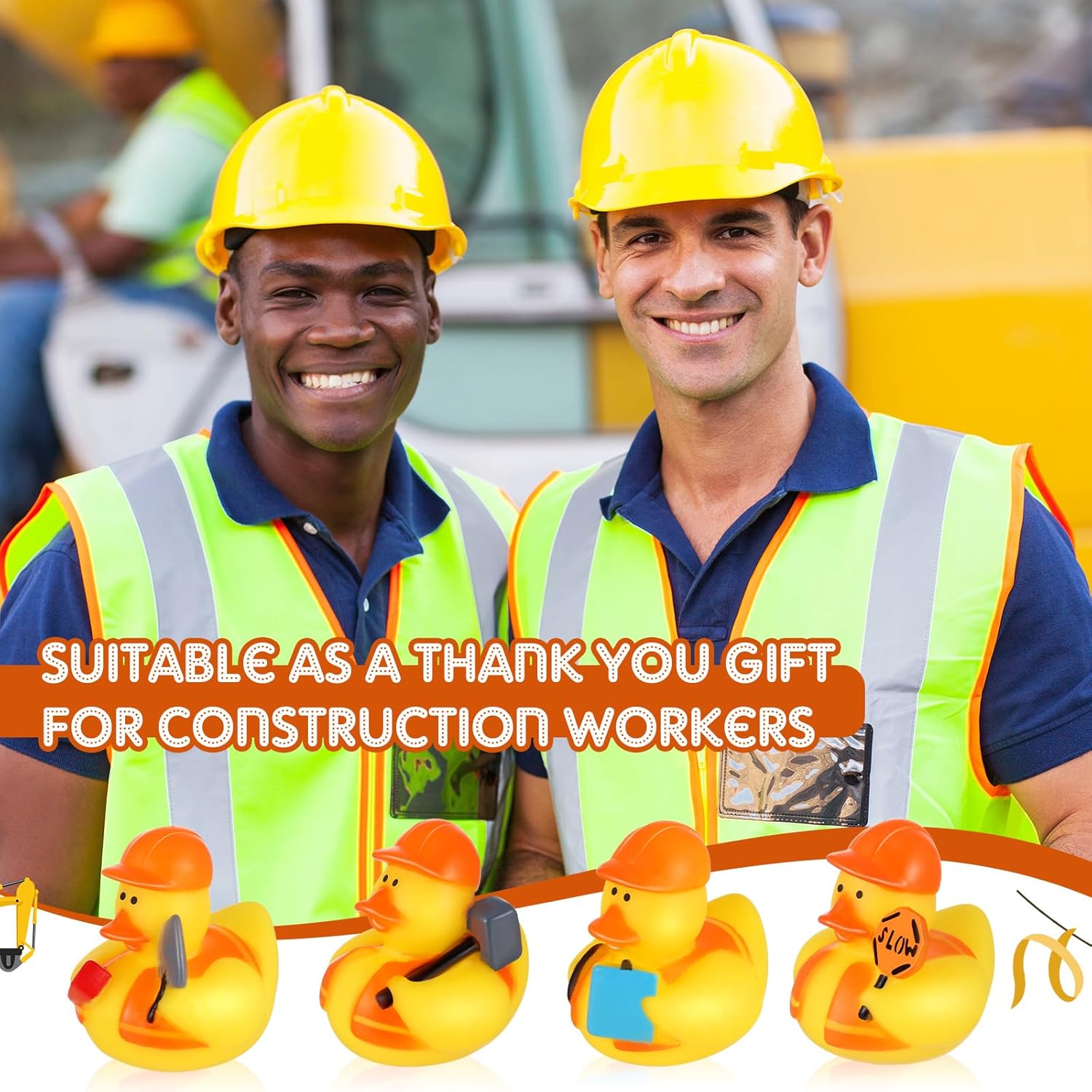 Deekin 100 Pcs Rubber Ducks Bulk 2 Inch Rubber Ducks Party Favor Decorations for Birthday Pool Party Occupation Cosplay (Construction Worker)