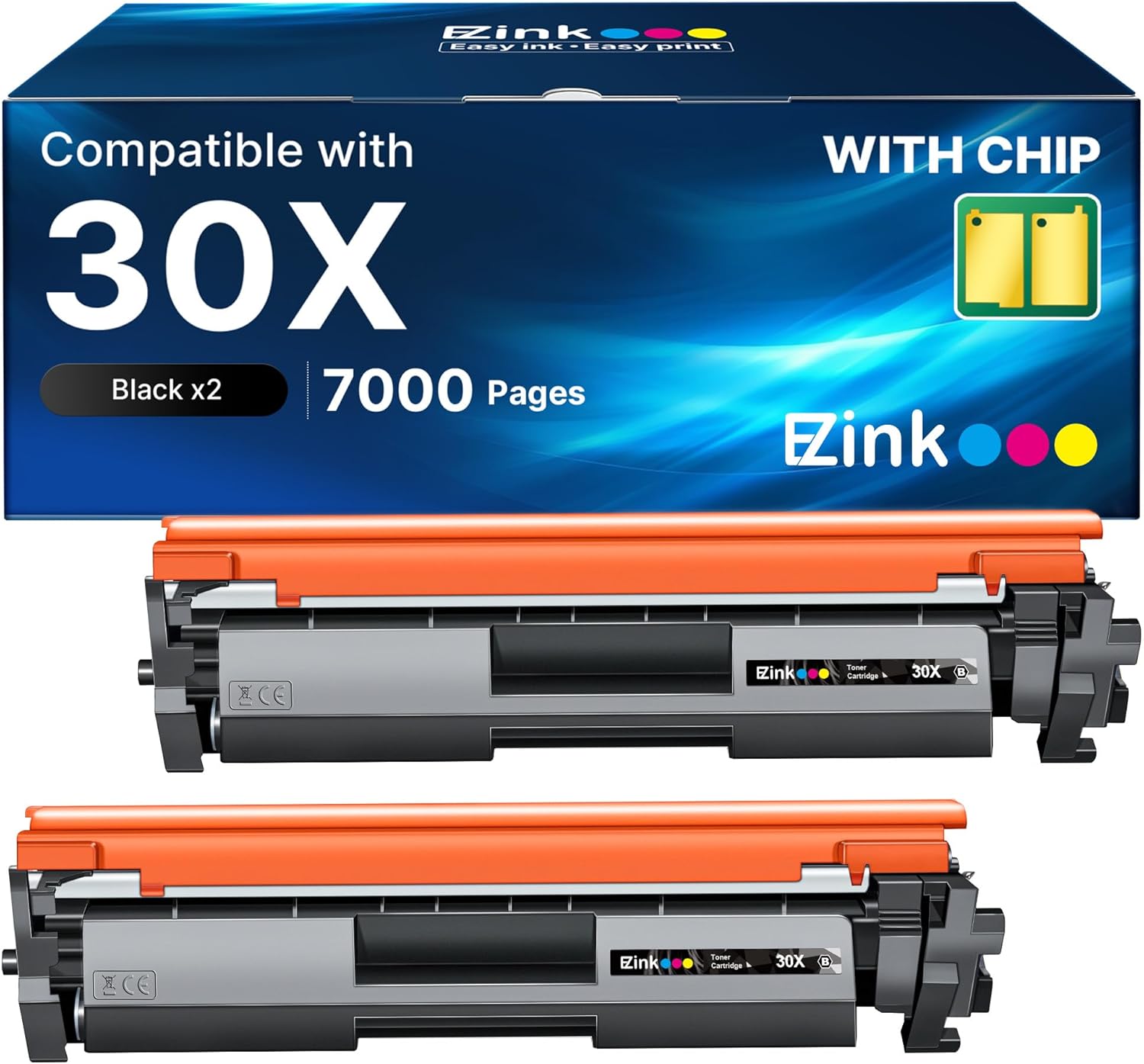 E-Z Ink CF230X 30X Toner Replacement for HP 30X Black High Yield Toner Cartridge CF230X CF230A 30A Compatible with HP M203dw M227fdw M227fdn M203dn M227sdn M203d M227 Series Printer (Black, 2 Pack)