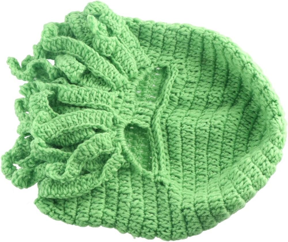 Leadigol Octopus Beard Hat,Octopus Beanie Hat Winter Warm Octopus Hat,Knit Caps Ears Warm Earflap,Squid Beanie Cap,Octopus Beanie Facemask Halloween Costume Green - Image 7