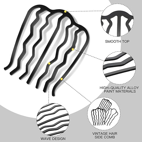 Miniatura 4 de 9 piezas de accesorios de metal para el cabello para Updos peines torcidos en forma de U, alfileres, clip de horquilla, estilo clásico para mujeres