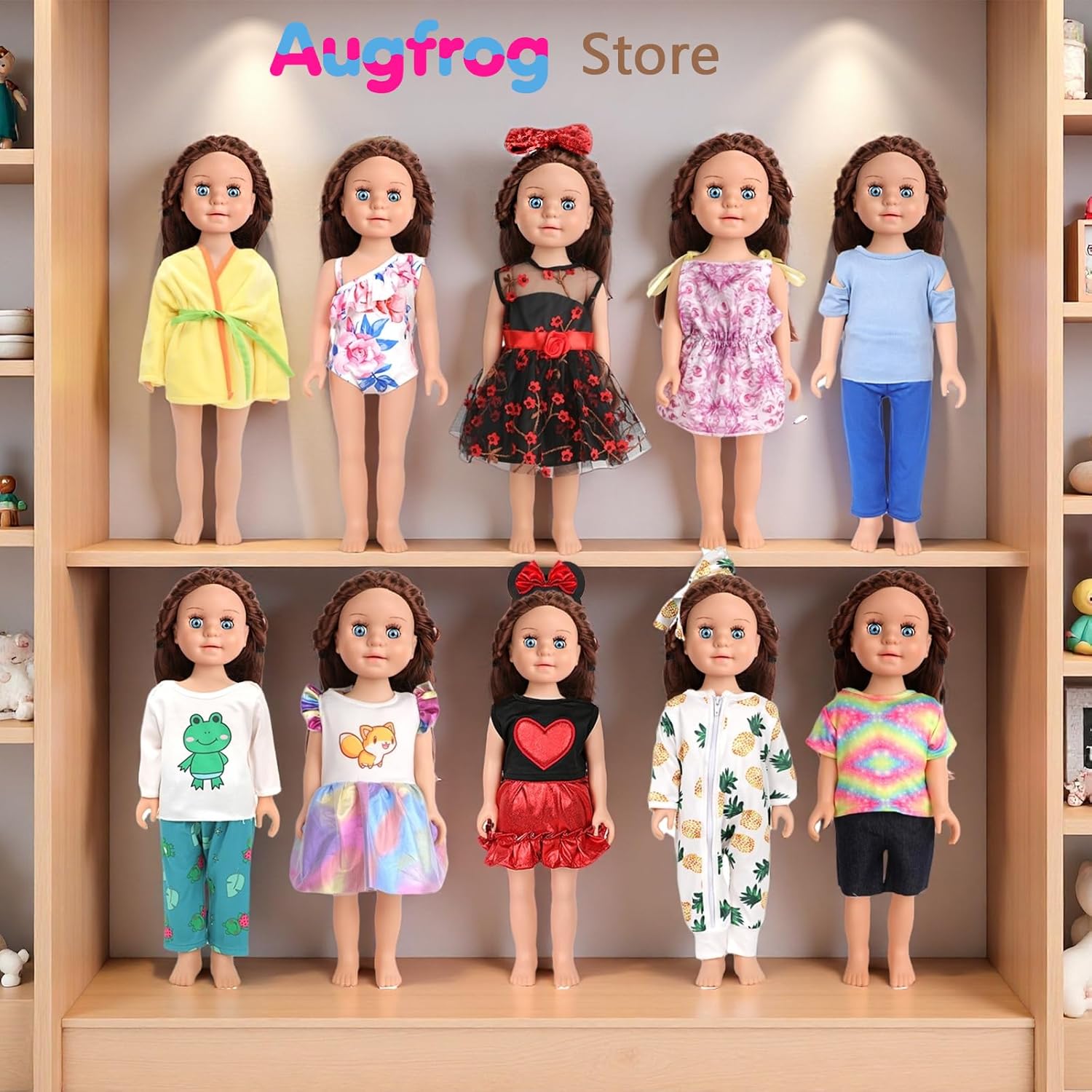 10 Sets of 18 Inch American Doll Clothes, Including 10 of Doll Clothing Dress Outfits for American Dolls, Birthday Gifts for Kids