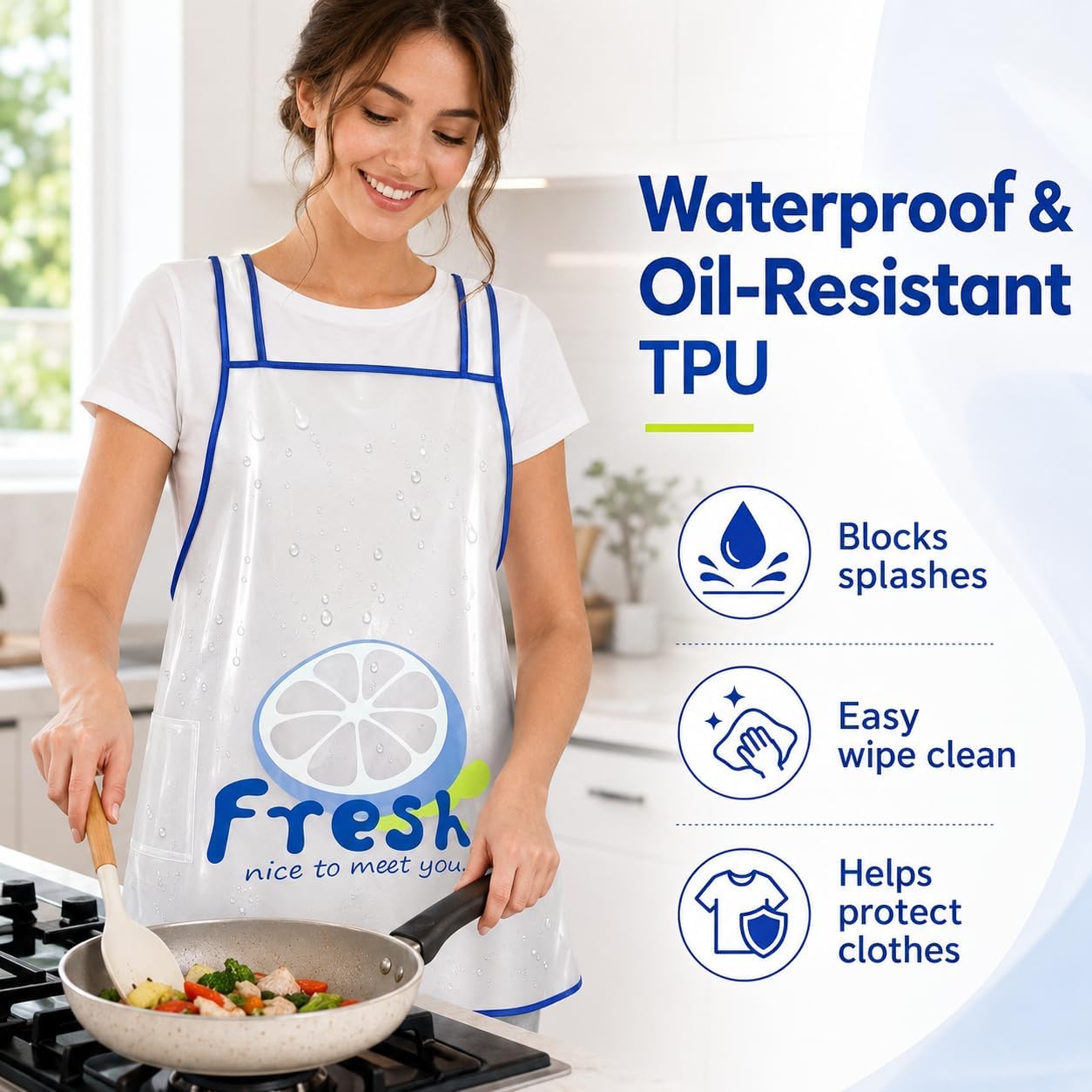 Women Summer Waterproof Kitchen Apron BBQ Cooking image 2