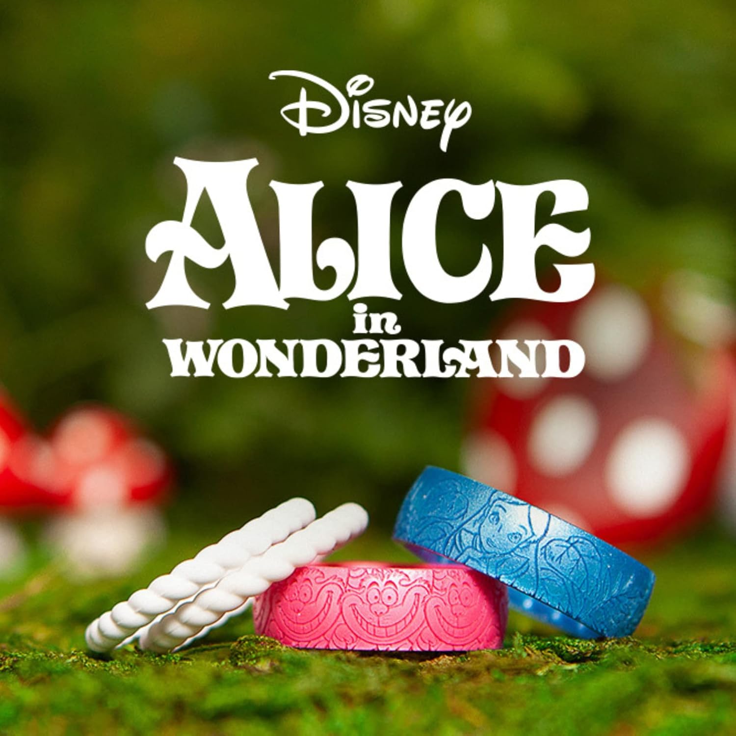 Enso Rings Disney Alice in Wonderland Collection - Etched Silicone Ring - Comfortable, Breathable, and Safe