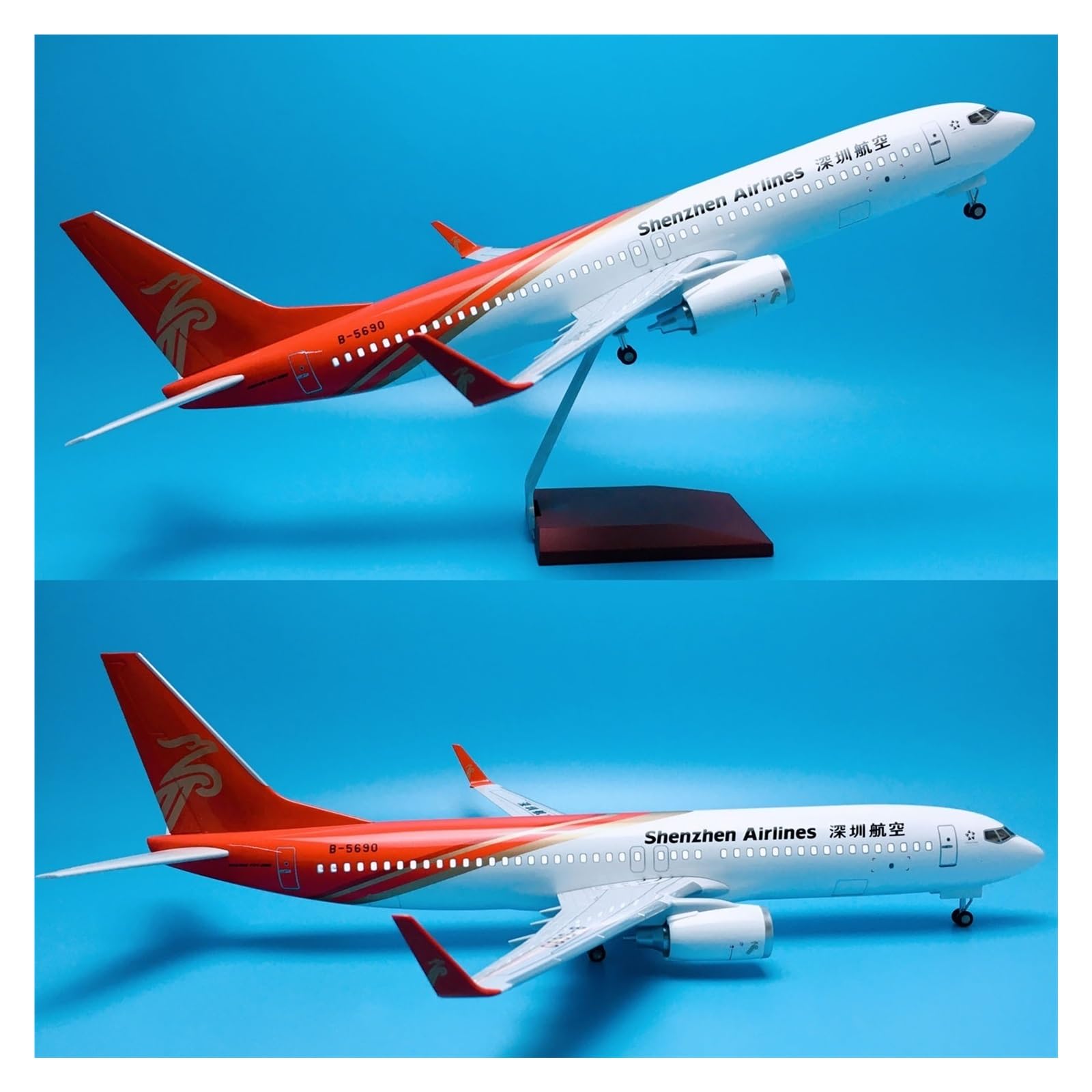 Modello di Aereo in lega Modello Aereo In Lega Per Passeggeri 1 85 Per Shenzhen Airlines Boeing B737-800 47 Cm Con Ruote Luci A LED