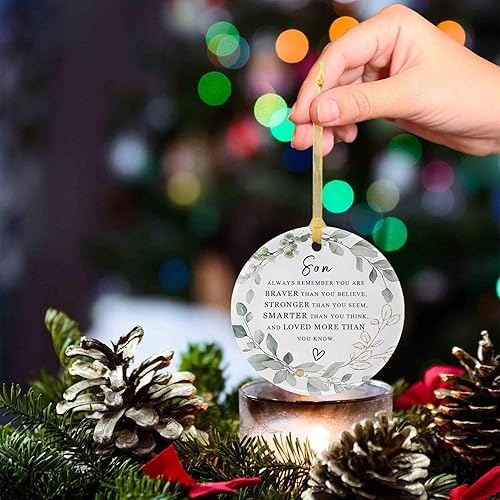 Miniatura 6 de Adornos para el hijo de padres 2023, adorno de Navidad para hijo para siempre, colgante de mamá papá, regalo para el mejor hijo del mundo,