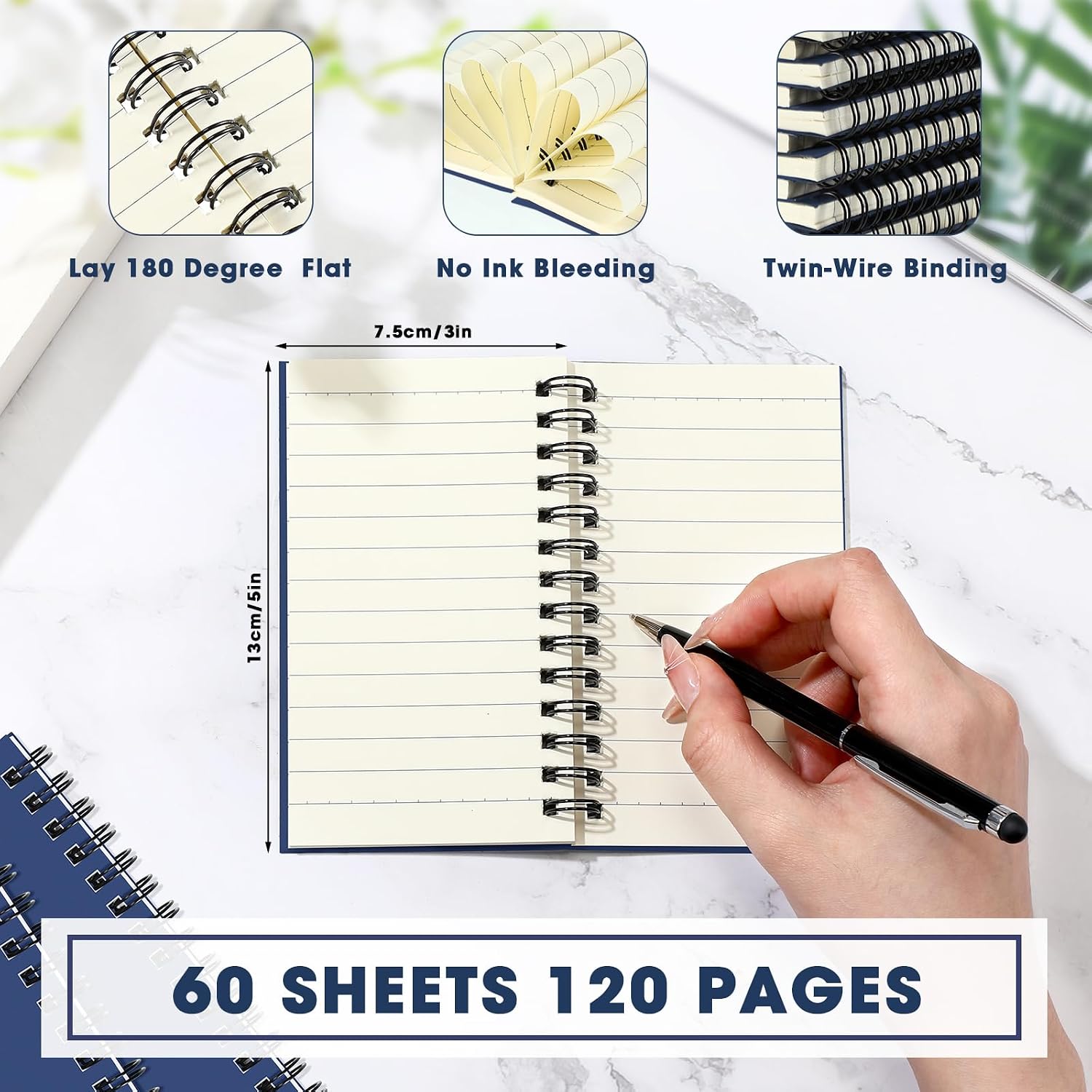 Jutom 18 Pcs Small Spiral Notebook Memo Pad 3x5, Dark Blue image 2