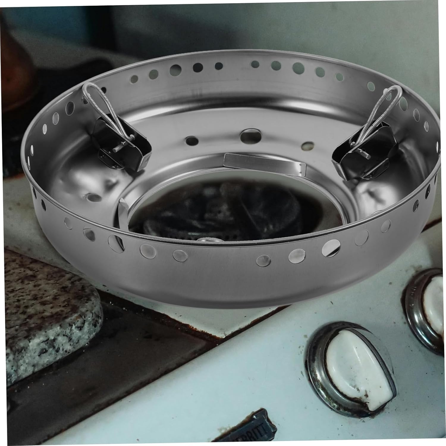 Hemoton Wok Ring Stainless Steel Wok Rack Non Slip Stove Trivets Pot Mats Cookware Ring Gas Stove accessories Size S