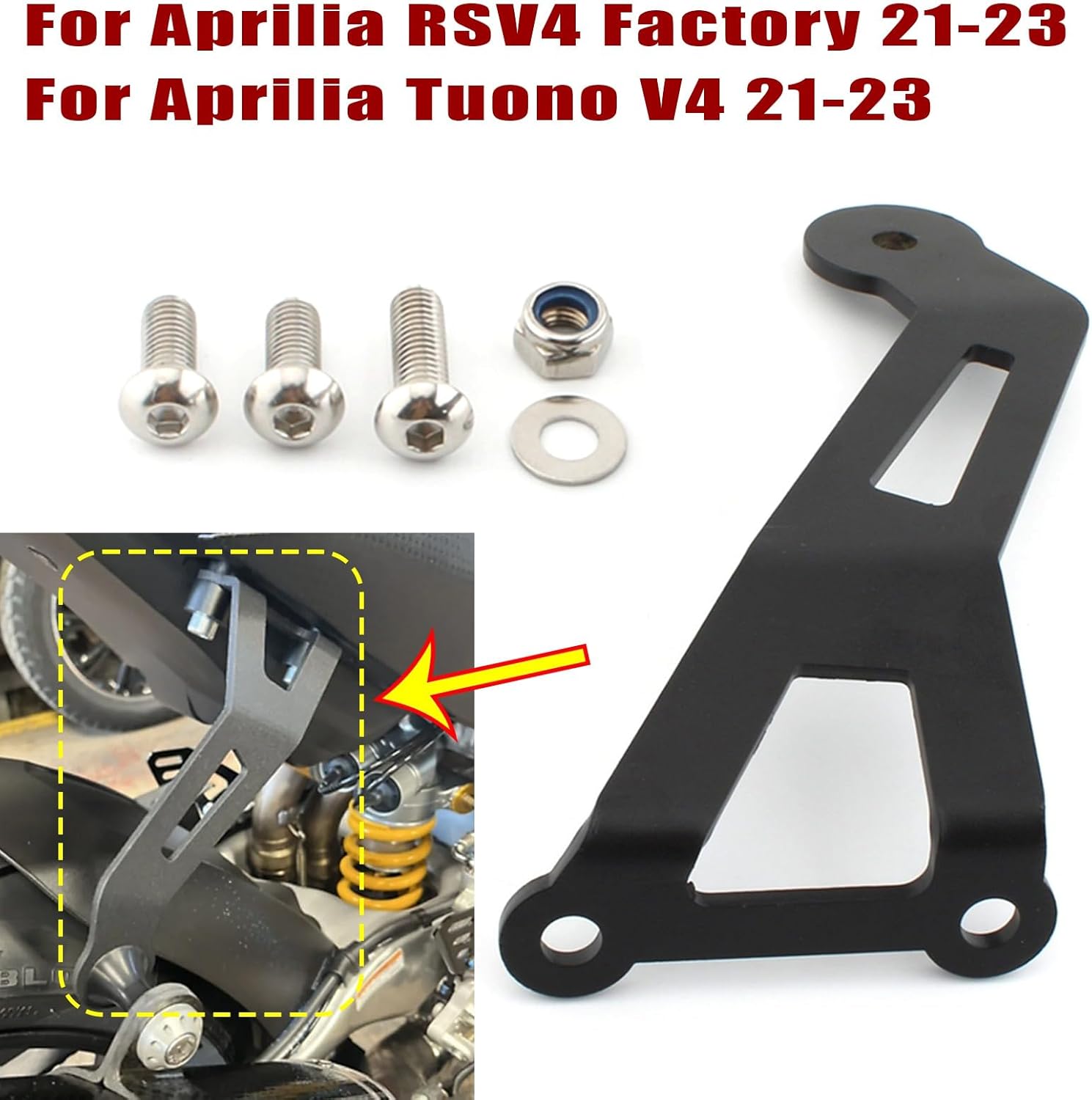 Motorcycle Aluminum Exhaust Pipe Hanger Bracket Muffler Pipe Support Guard Holder Compatible with Aprilia RSV4 Factory/Tuono V4 2021-2023