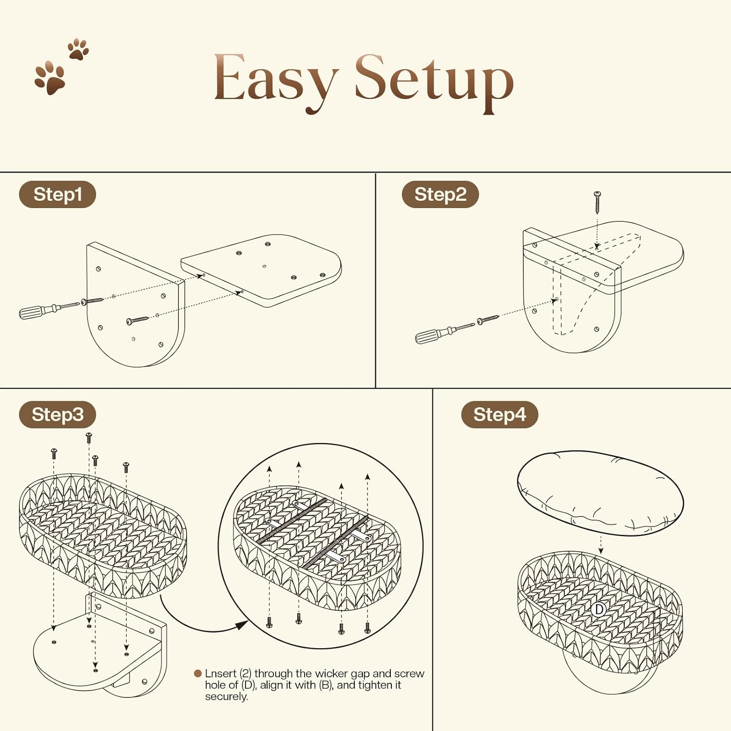 2-in-1 Cat Window Perch and Wall Shelves with Solid Wood, Wicker Window Perch for Cats Inside with 4 Upgraded Suction Cups, 16.1" Washable Cushion Cat Perches Bed for Sleeping and Watching Birds