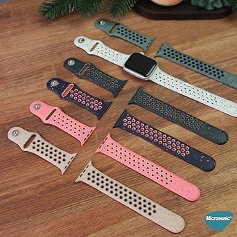Microsonic Apple Watch Series 6 40mm için Kordon Flame Circle Bej [Watch Series 6 40mm ile Uyumlu Kordon - Bej]
