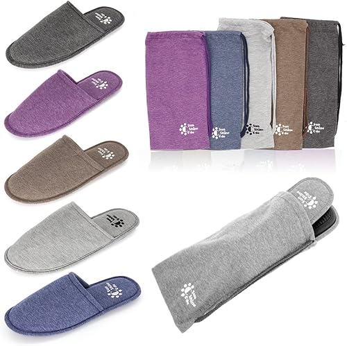 Miniatura 5 de Pantuflas lavables de algodón de espuma viscoelástica con bolsa de viaje a juego para el hogar, hotel, spa, dormitorio