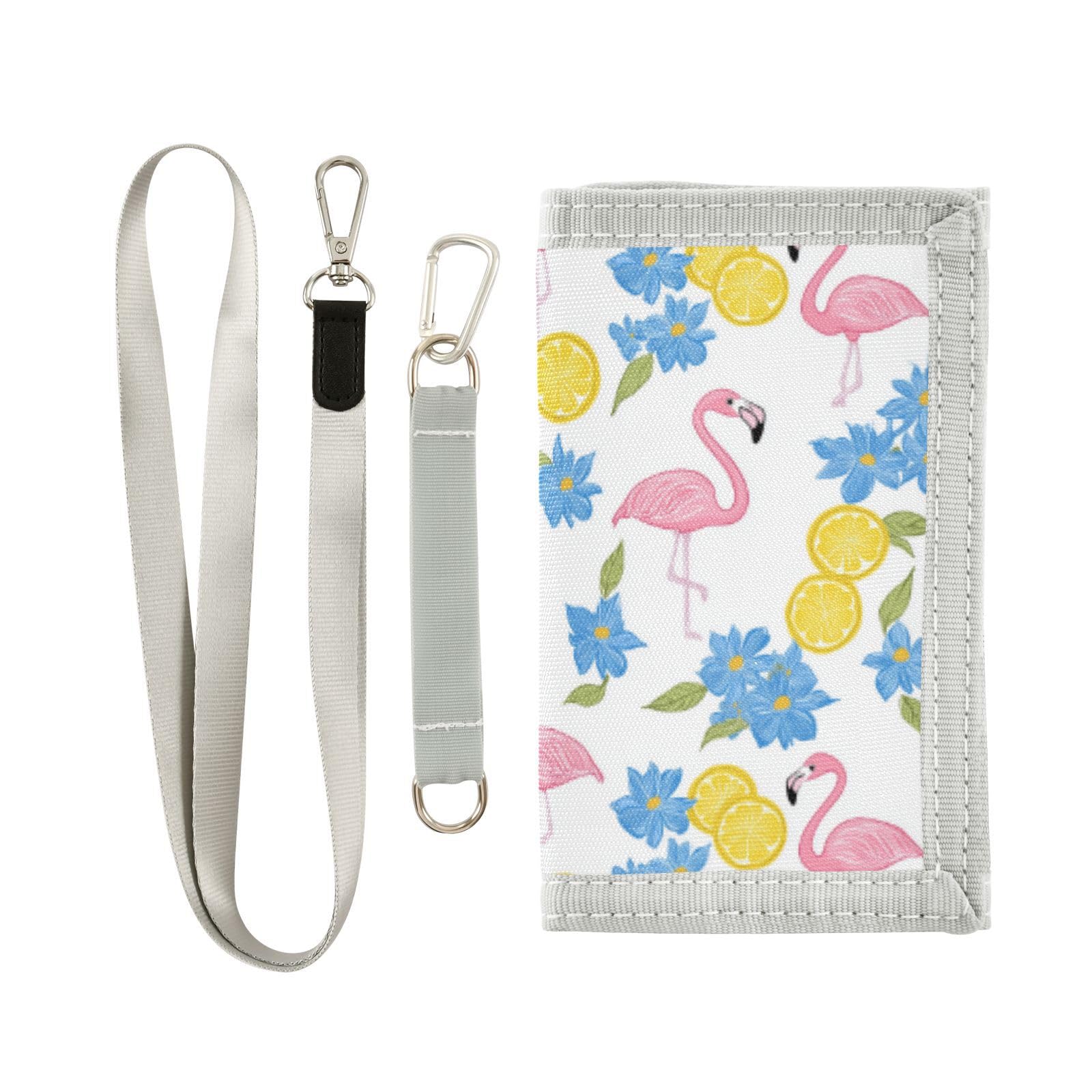 Wusikd Cute Pink Flamingo Kids Wallet for Boys Girls Lemon Toddler Trifold Wallet Novelty Wallet for Teens Women Men