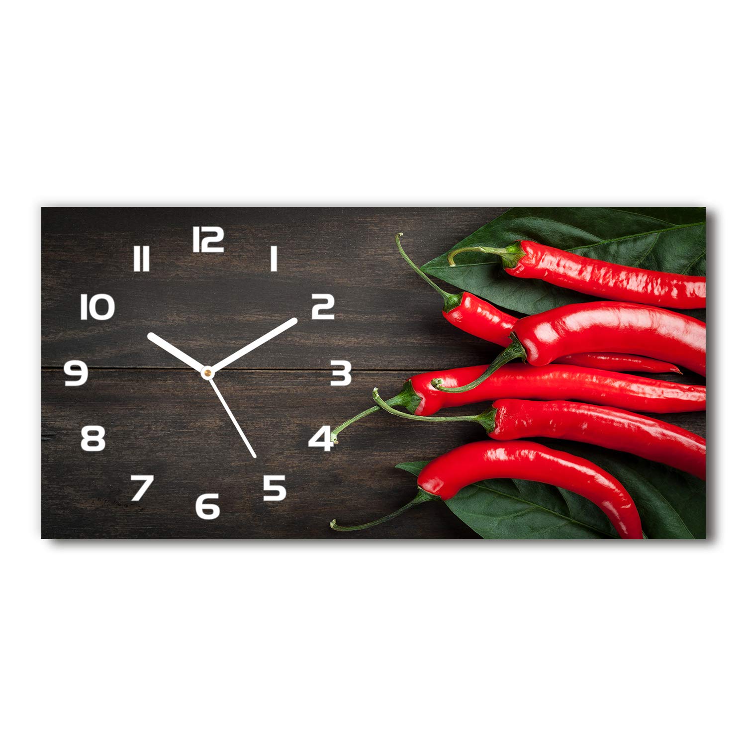 Horloge sur pied salon design moderne en verre blanc et piments 60x30 cm
